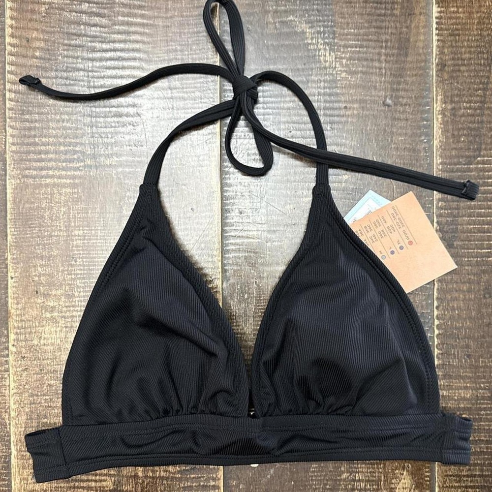 Shade & Shore Black Bikini Top with Adjustable Tie Neck Strap
